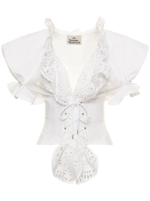 Памучна риза с дантела Vivienne Westwood бяло