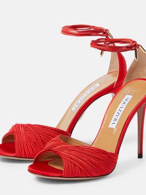 Saténové sandály Aquazzura červené