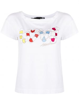 Camiseta con escote barco Love Moschino blanco