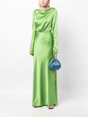 Jedwabna satynowa sukienka koktajlowa Rachel Gilbert zielona