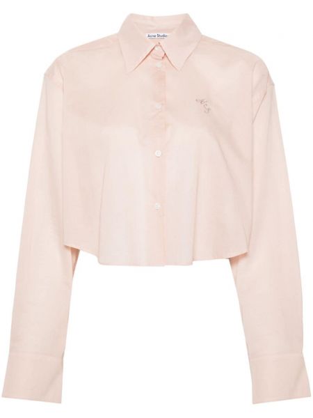 Bavlnená dlhá košeľa s výšivkou Acne Studios ružová
