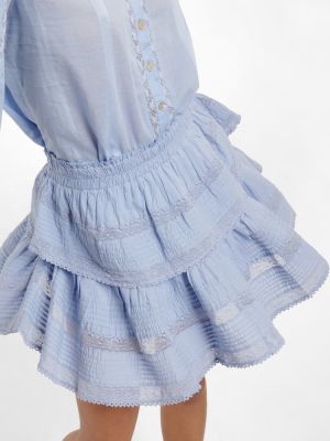 Mini falda de algodón Loveshackfancy azul