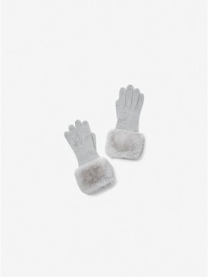 Перчатки Michael Michael kors faux fur-trim knit серый