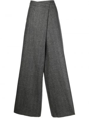 Spodnie wełniane relaxed fit Max Mara Vintage szare