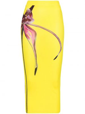 Virágos midi szoknya nyomtatás Louisa Ballou sárga