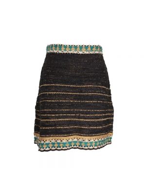 Mini falda de seda de tweed Chanel Vintage negro
