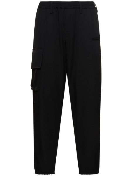 Vlněné cargo kalhoty Yohji Yamamoto černé