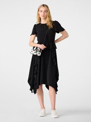 Платье миди из шелкового крепа с баской Karl Lagerfeld черный