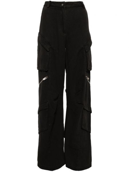 Βαμβακερό παντελόνι με ίσιο πόδι Heliot Emil μαύρο
