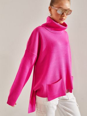 Oversize džemperis ar augstu apkakli ar kabatām Bianco Lucci