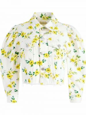 Trykt floral lang jakke Alice+olivia hvit