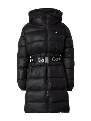 Пухено зимно палто Calvin Klein Jeans черно