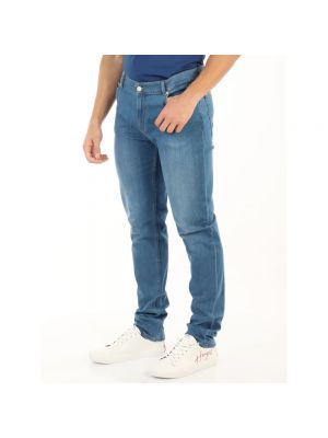 Jeansy skinny dopasowane z kieszeniami Trussardi niebieskie