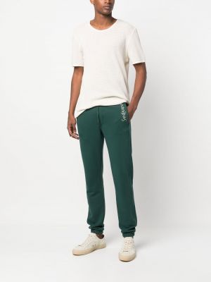 Sportovní kalhoty s výšivkou Saint Laurent zelené