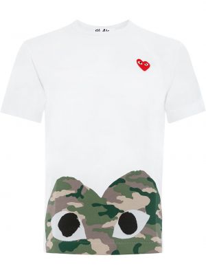 Herzmuster t-shirt mit camouflage-print Comme Des Garçons Play weiß