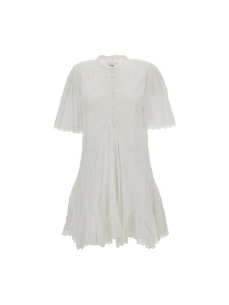 Mini robe brodé en coton à motif étoile Isabel Marant étoile blanc
