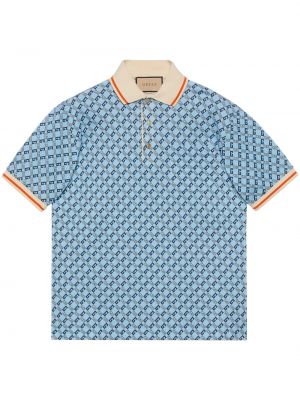Памучна поло тениска Gucci синьо