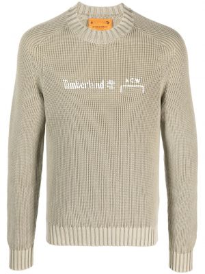 Памучен пуловер с принт A-cold-wall* бежово
