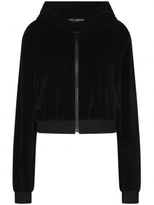 Zamatová bunda na zips Dolce & Gabbana Dg Vibe čierna