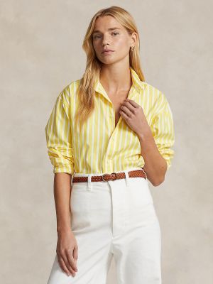 Camisa de algodón a rayas con estampado Polo Ralph Lauren amarillo