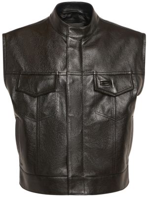 Dabīgās ādas veste Versace melns