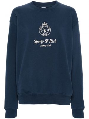 Sweatshirt mit stickerei aus baumwoll Sporty & Rich blau