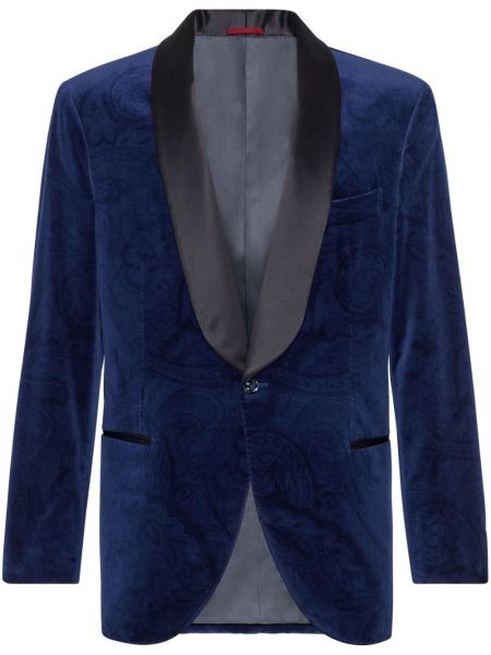 Jacquard velours langer blazer Brunello Cucinelli blau