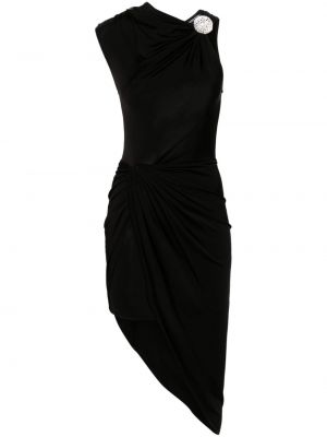 Drapované saténové večerní šaty David Koma černé
