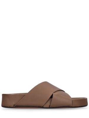 Kožené sandály na klínovém podpatku Atp Atelier khaki