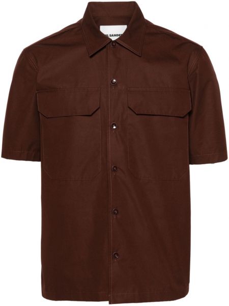 Bavlnená košeľa Jil Sander hnedá