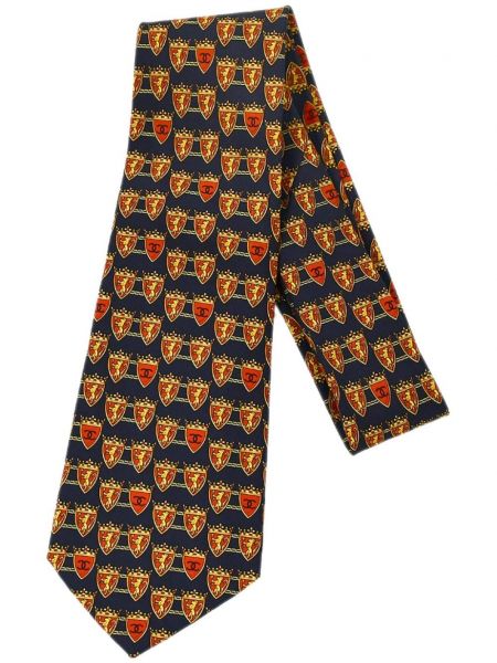 Žakardinis šilkinis kaklaraištis Chanel Pre-owned mėlyna