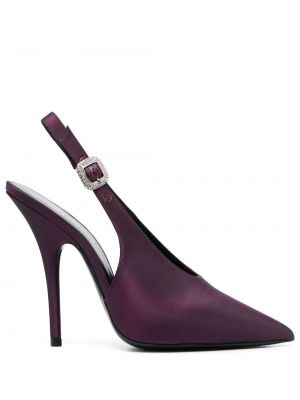 Pantofi cu toc slingback Saint Laurent violet