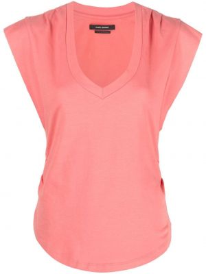 T-shirt à col v Isabel Marant rose