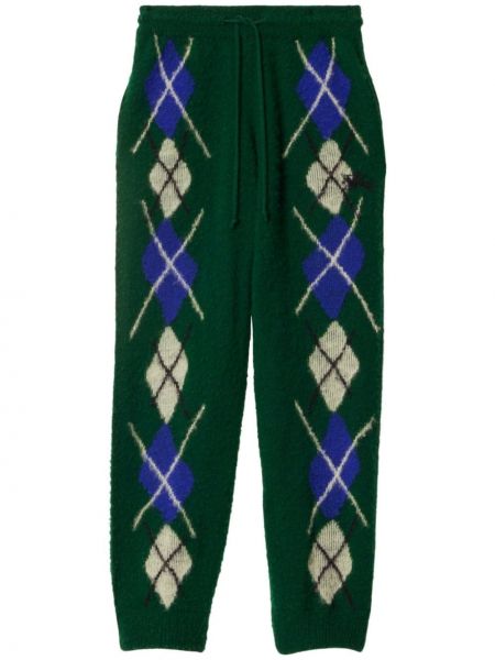 Spodnie sportowe wełniane z wzorem argyle Burberry zielone