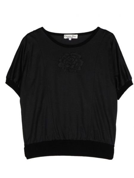 Gėlėtas medvilninis marškinėliai Christian Dior Pre-owned juoda