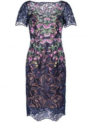 Midi haljina s cvjetnim printom Marchesa Notte plava