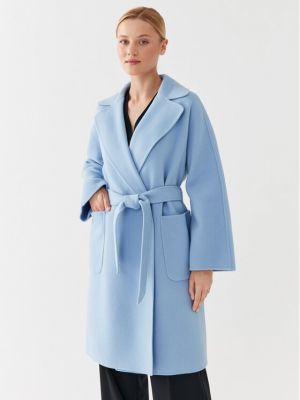 Vlnený priliehavý kabát Weekend Max Mara modrá