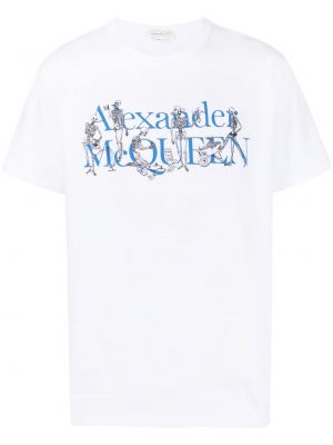 Raštuotas marškinėliai Alexander Mcqueen balta