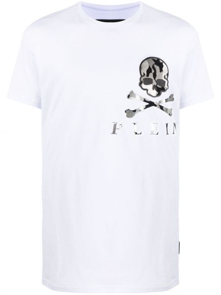 T-shirt aus baumwoll mit print mit camouflage-print Philipp Plein weiß
