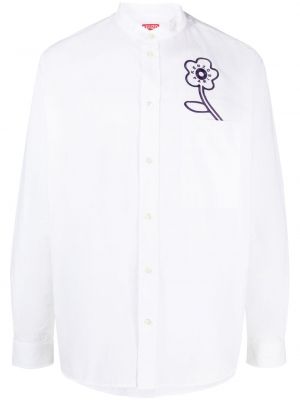 Kvetinová bavlnená košeľa Kenzo biela