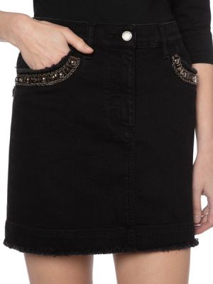 Джинсовая мини-юбка с вышивкой Alberta Ferretti черный