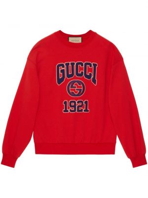 Bavlněná mikina s výšivkou Gucci červená