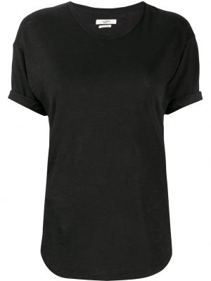 Lininis marškinėliai slim fit Marant Etoile juoda