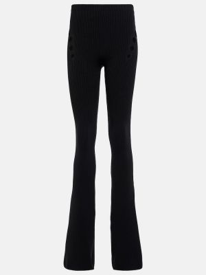 Pantaloni dritti a vita alta di lana Jean Paul Gaultier nero
