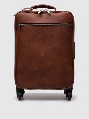 Коричневый кожаный чемодан Brunello Cucinelli
