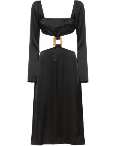 Saténové midi šaty s přezkou Weworewhat - černá