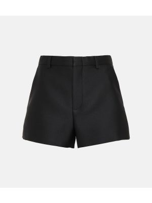 Pantalones cortos de lana de seda Gucci negro