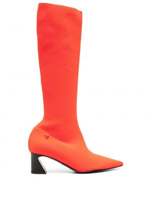 Pletené kožené členkové topánky Patrizia Pepe oranžová