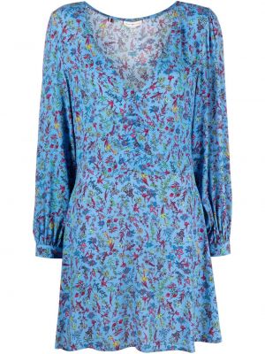 Mini obleka s cvetličnim vzorcem s potiskom z v-izrezom Tommy Hilfiger modra