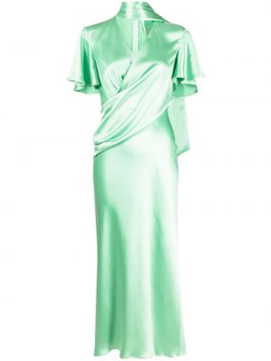 Drapované saténové midi šaty Acler zelené